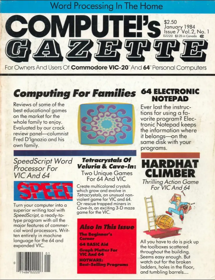 magazine cover for Compute's Gazette, January 1984 issue