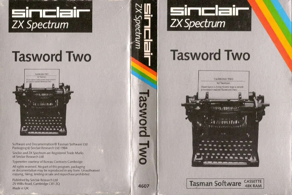 Tasword Two word processor interface on the Sinclair ZX Spectrum