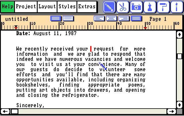 TextCraft interface on the Commodore Amiga